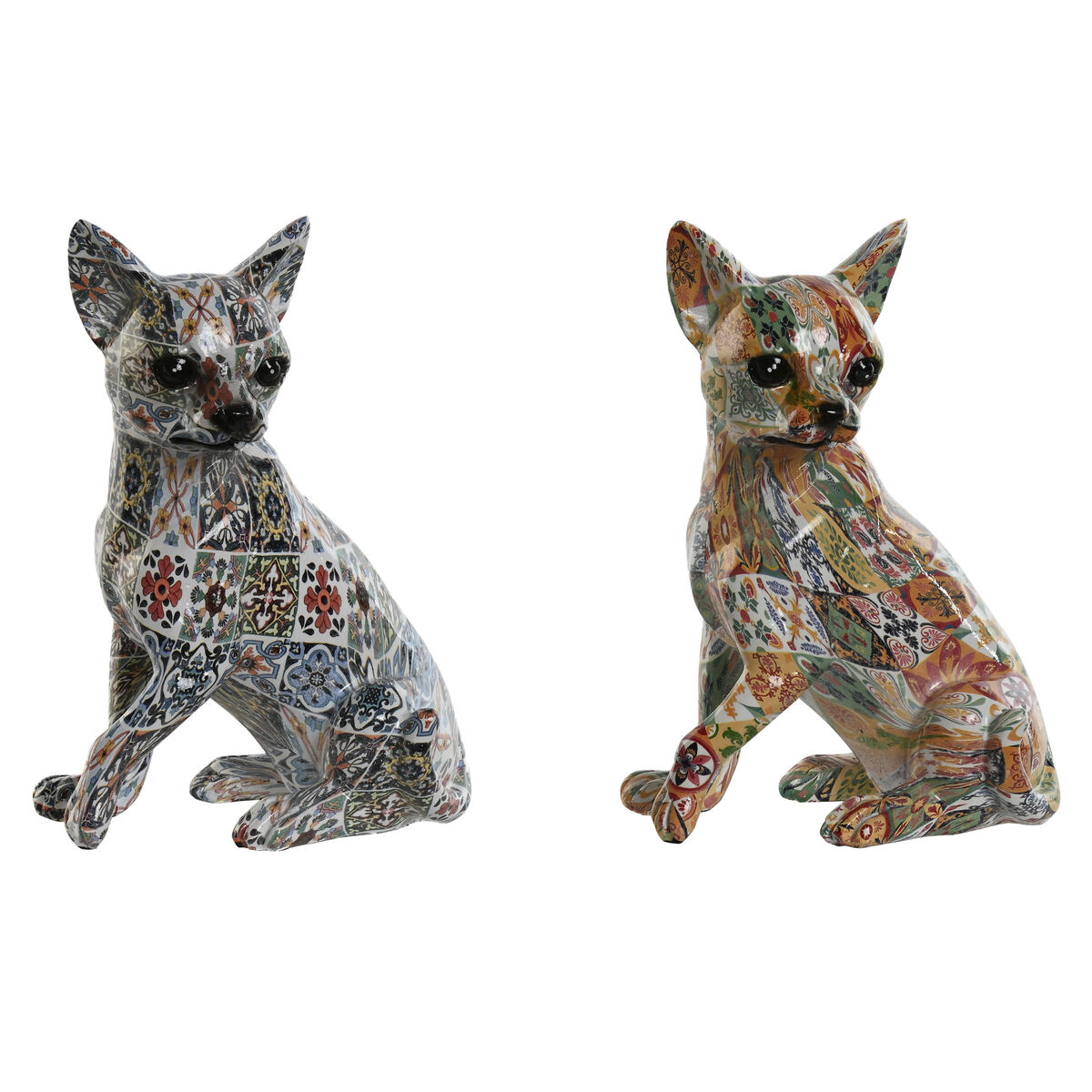 Statua Decorativa Home Esprit Multicolore Cane Mediterraneo 12 X 10 X 16 Cm (2 Unità)