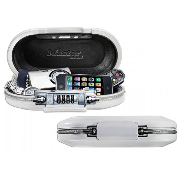 Master Lock Mini Custodia Portatile Da Viaggio Con Cavo Di Sicurezza - Bianco