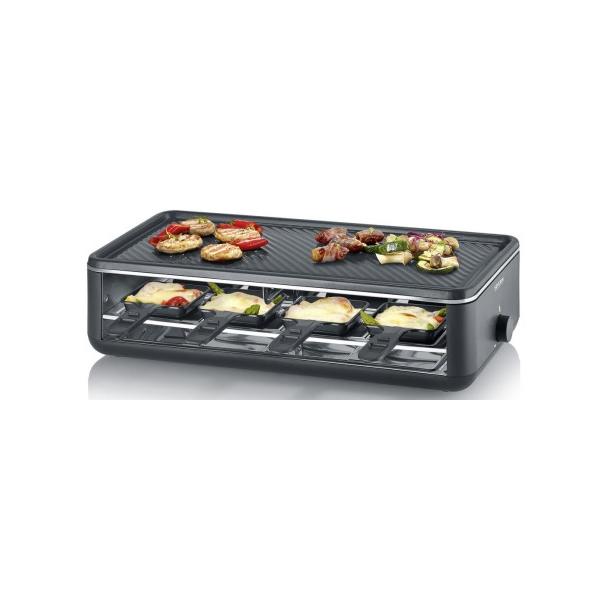 Griglia Per Raclette - Severin - Rg2365 - 8 Persone - Piastra Di Cottura In Ceramica 48 X 24 Cm - Griglia Per Raclette 1300 W - Nero