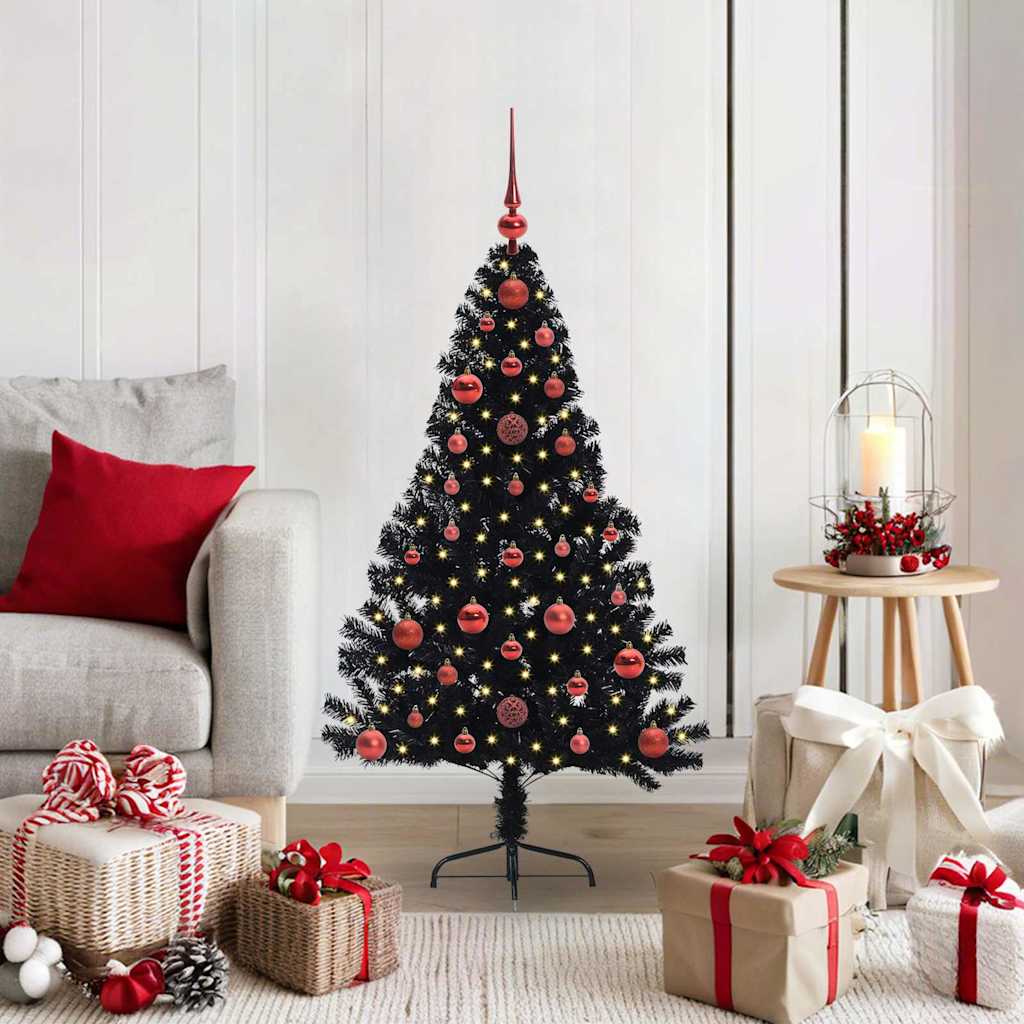 Albero Di Natale Artificiale Con Luci Integrate Nero 120 Cm Pvc