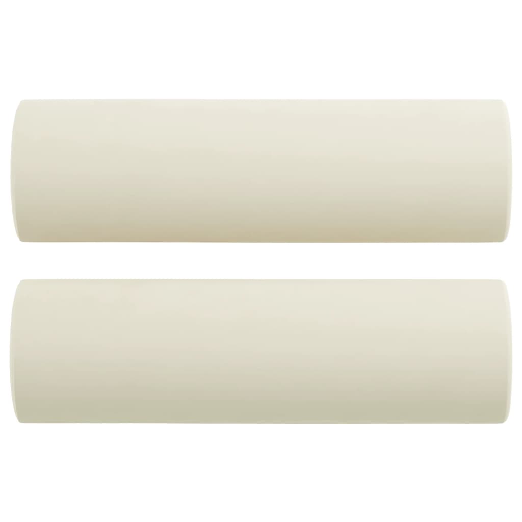 Divano A 2 Posti Con Cuscini Crema 120 Cm In Velluto - Image 4