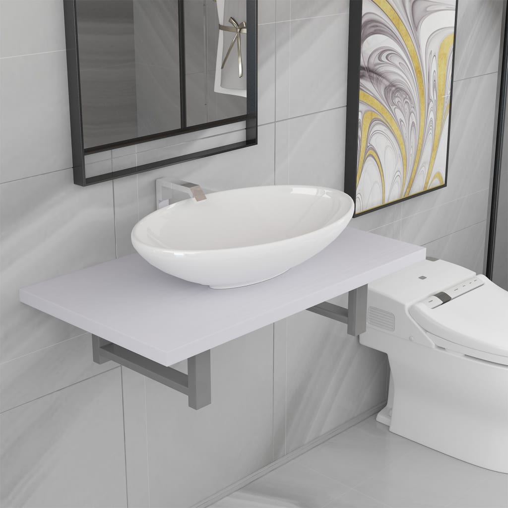 Set Mobili Da Bagno 2 Pz Ceramica Bianco