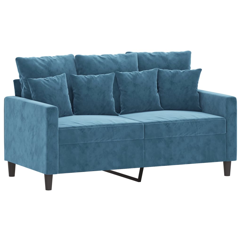 Set Di Divani 3 Pz Con Cuscini Blu In Velluto - Image 3