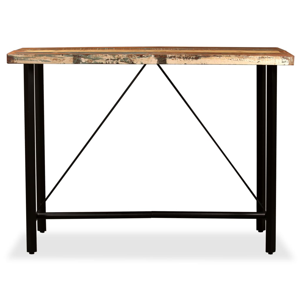 Set Per Bar 7 Pz In Legno Massello Di Recupero E Vera Pelle