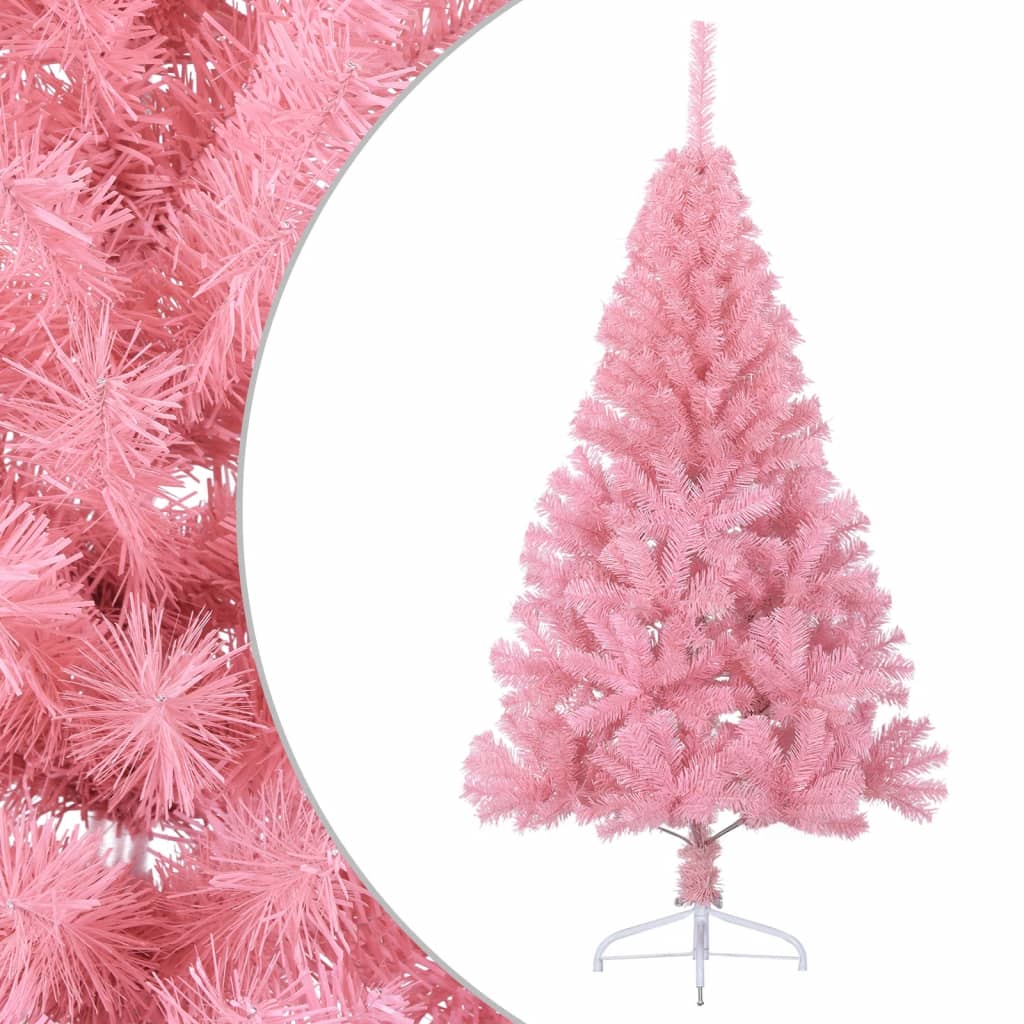 Albero Di Natale Artificiale A Metà Con Supporto Rosa 150cm Pvc