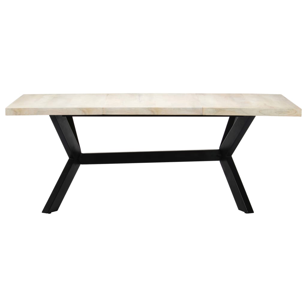 Tavolo Da Pranzo Bianco 200x100x75 Cm Legno Massello Di Mango