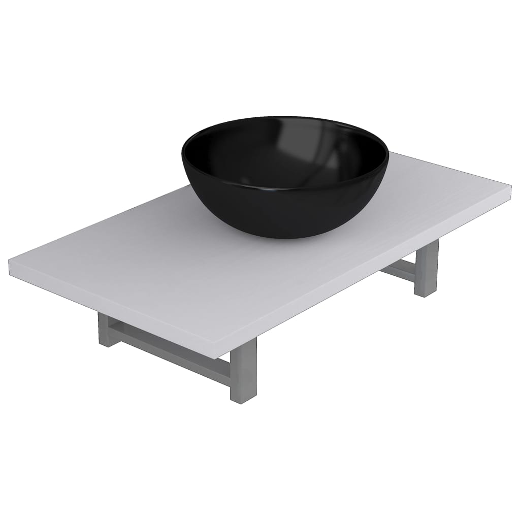 Set Mobili Da Bagno 2 Pz Ceramica Bianco - Image 2