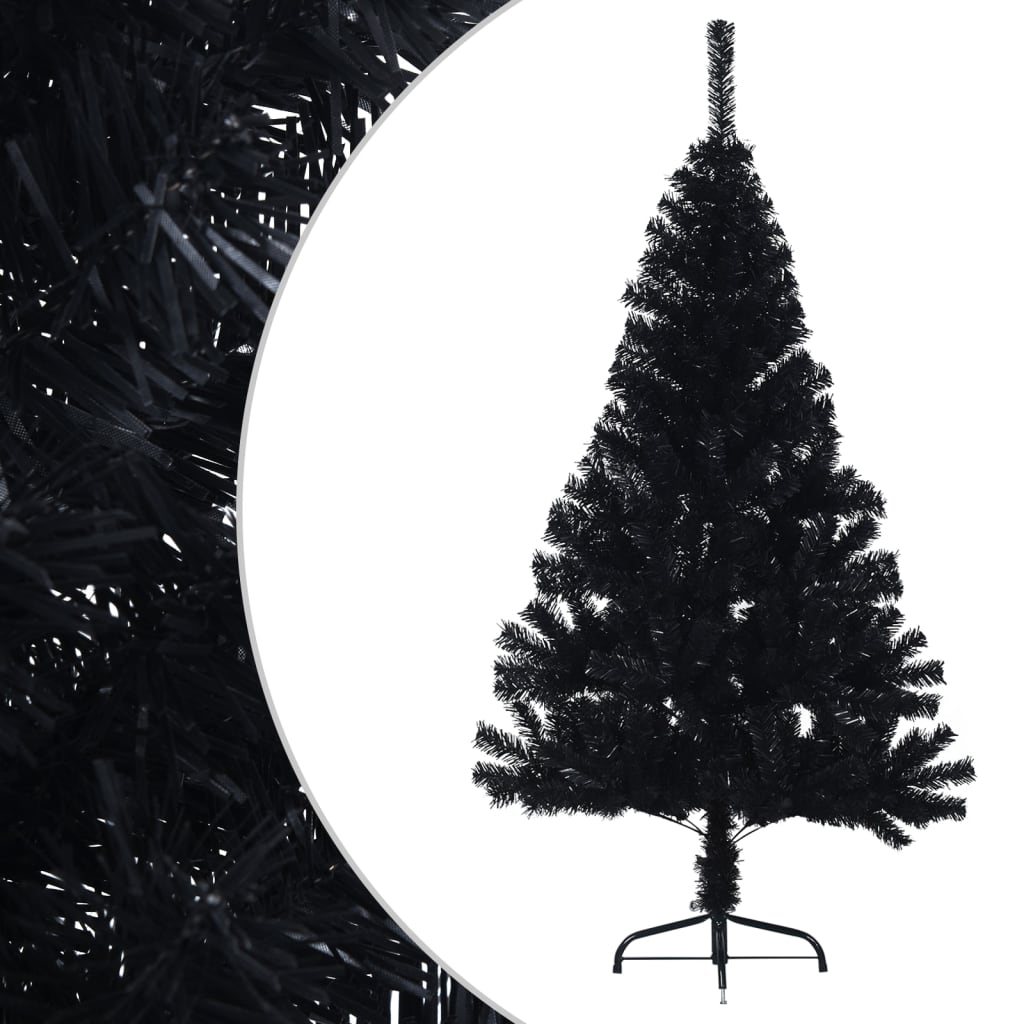 Albero Di Natale Artificiale A Metà Con Base Nero 120 Cm Pvc
