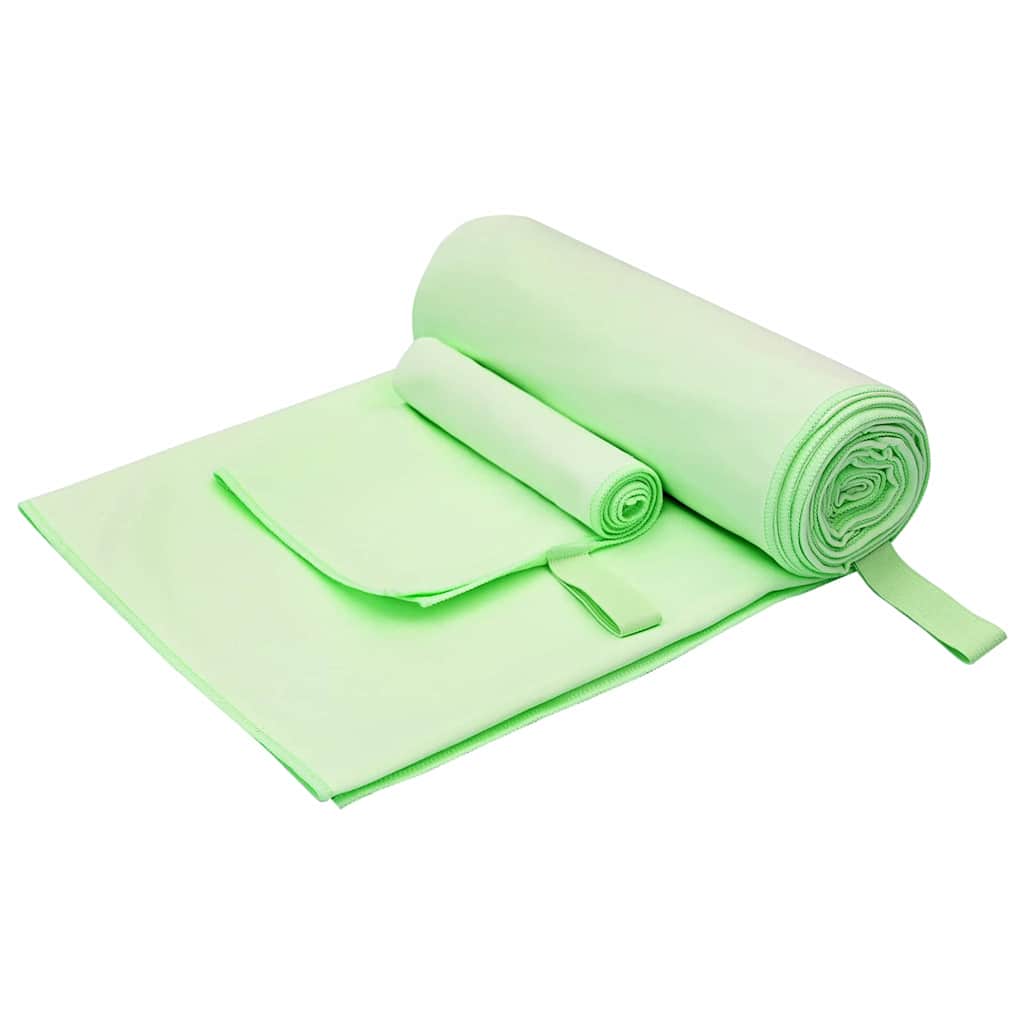 Set Di Asciugamani Sportivi 2 Pcs Verde Tessuto