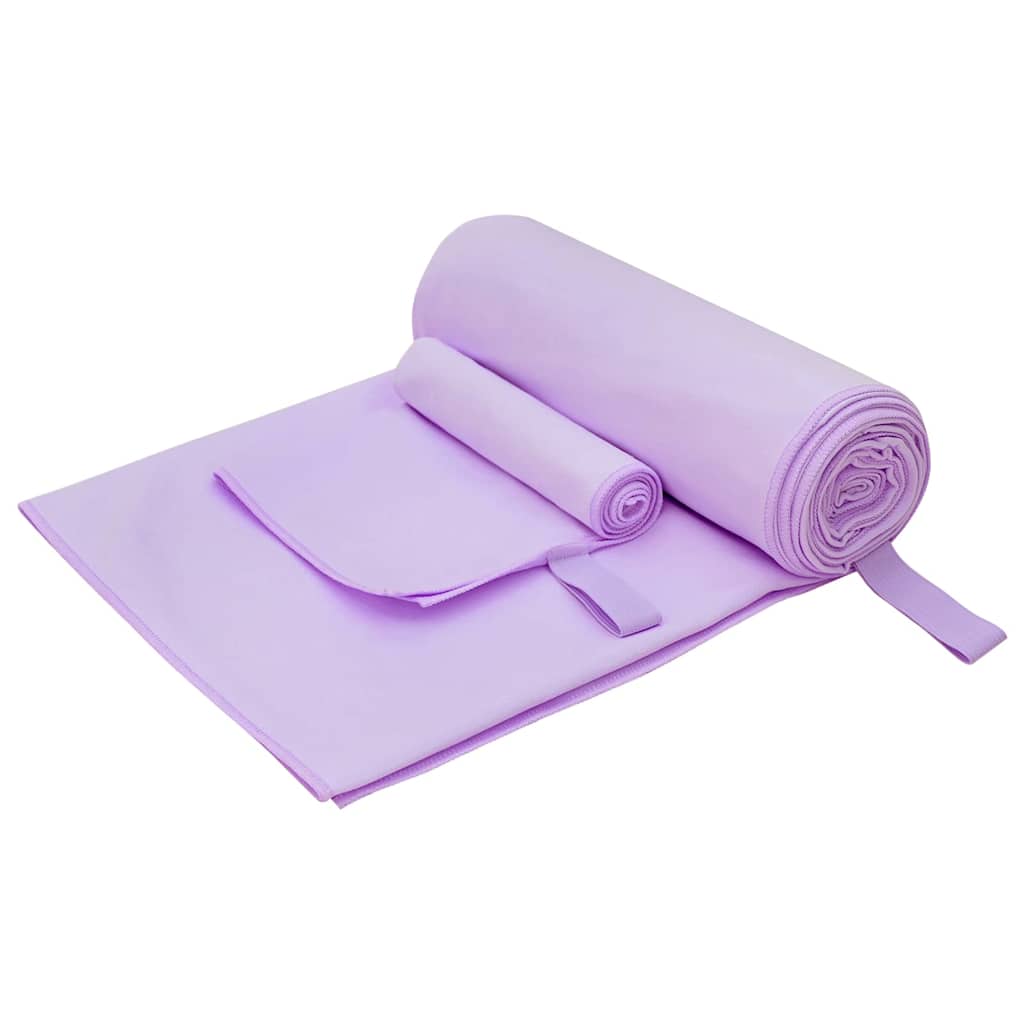 Set Di Asciugamani Sportivi 2 Pcs Viola Tessuto