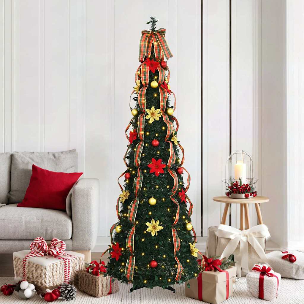 Albero Di Natale Artificiale Con 150 Led Verde 180 Cm Pvc