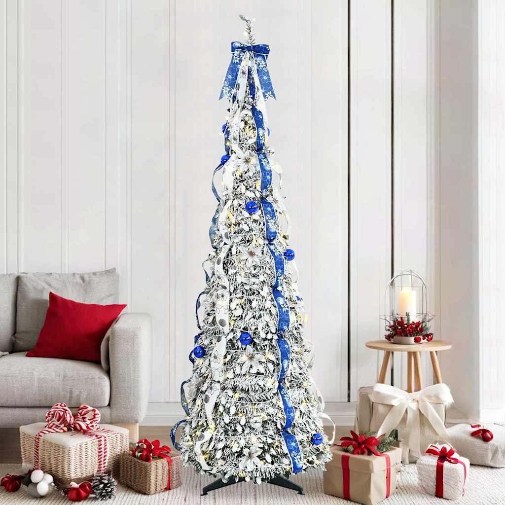 Albero Di Natale Artificiale Con 200 Led Bianco 210 Cm Pvc
