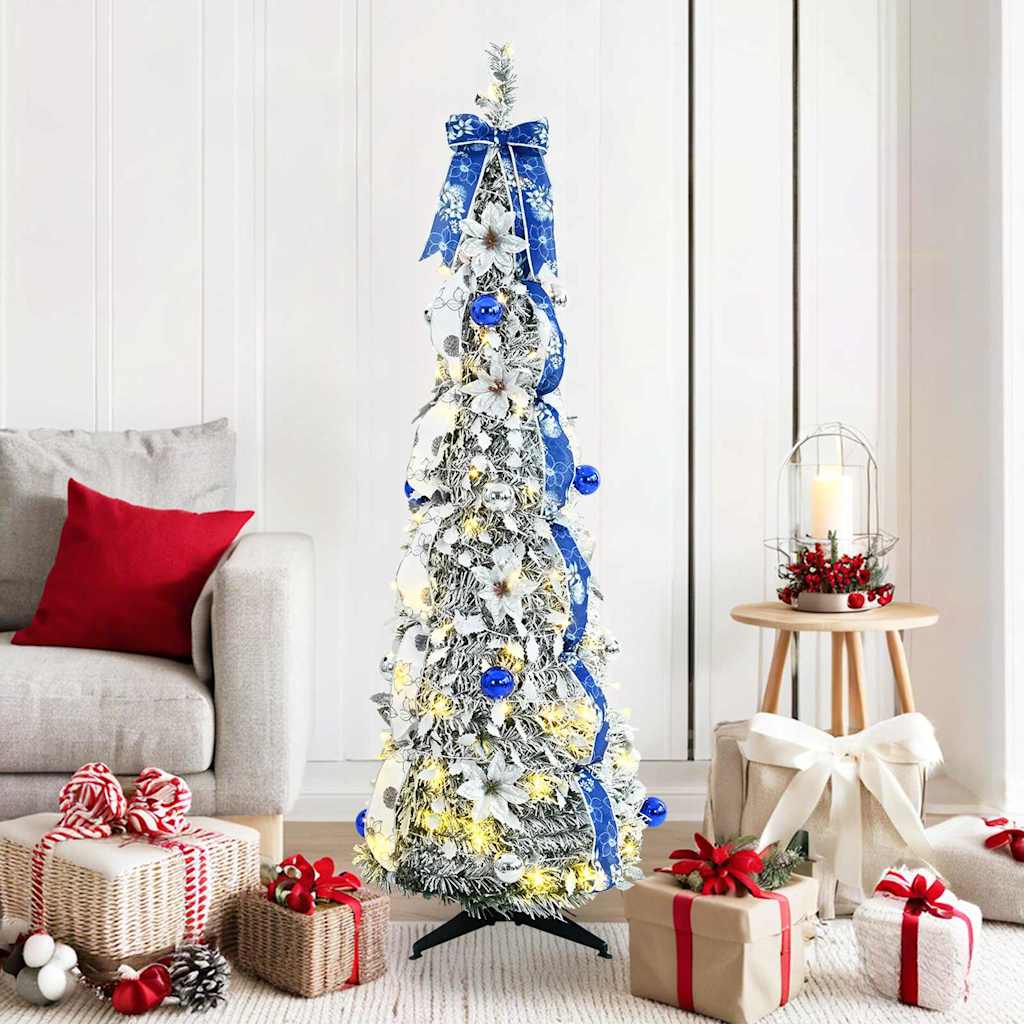 Albero Di Natale Artificiale Con 100 Led Bianco 150 Cm Pvc