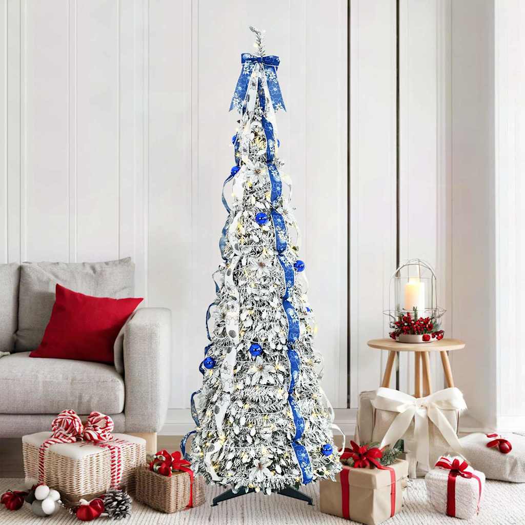 Albero Di Natale Artificiale Con 150 Led Bianco 180 Cm Pvc