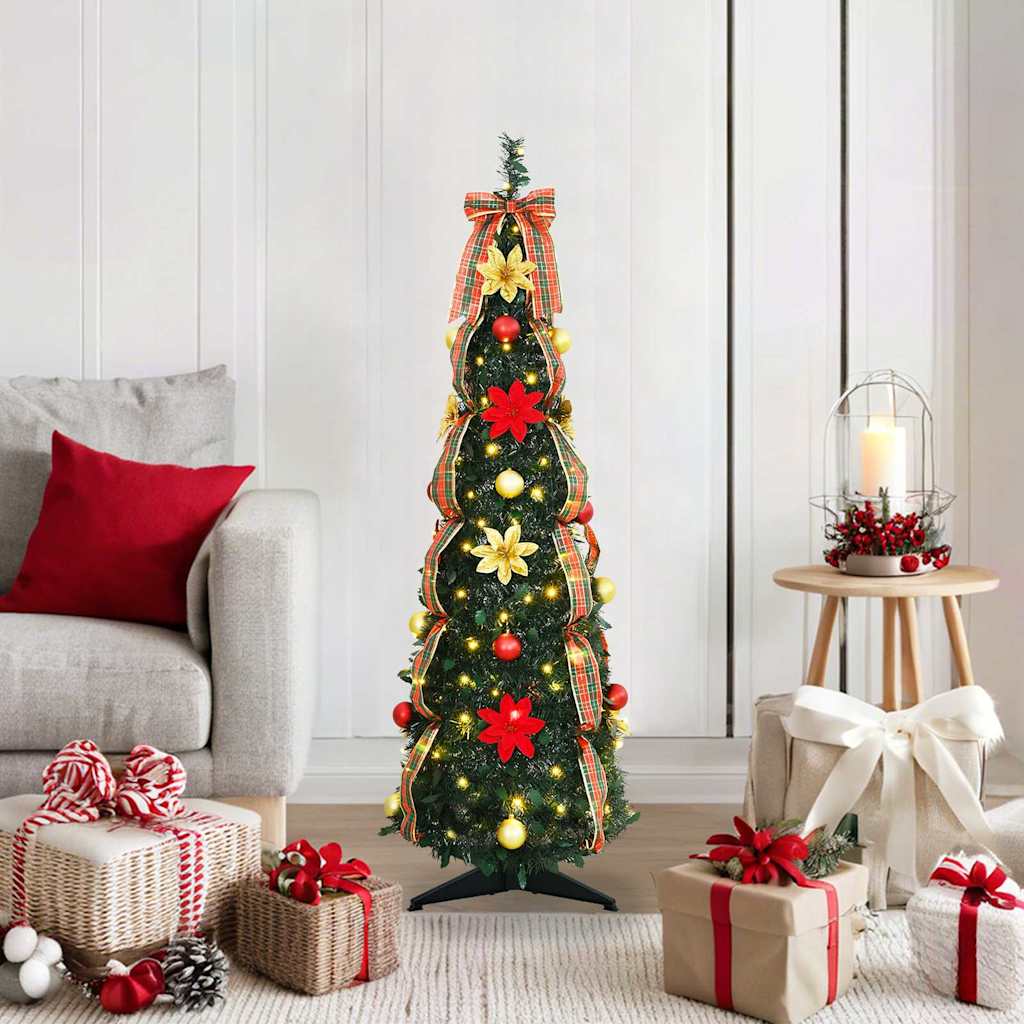 Albero Di Natale Artificiale Con 50 Led Verde 120 Cm Pvc
