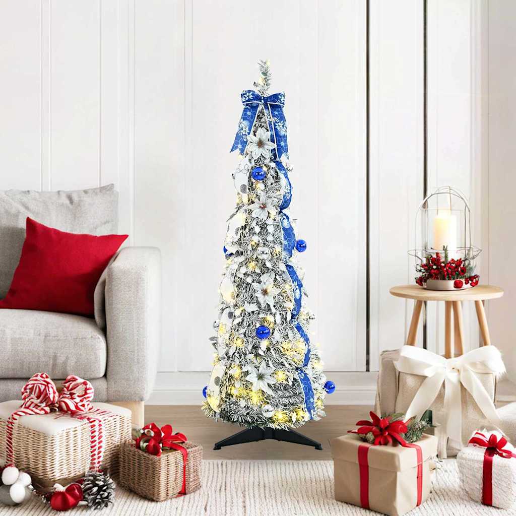 Albero Di Natale Artificiale Con 50 Led Bianco 120 Cm Pvc