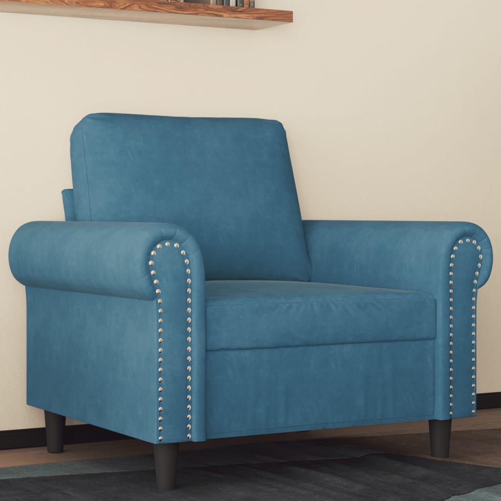 Poltrona Blu 60 Cm Velluto