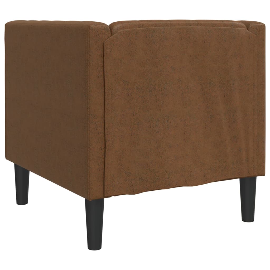 Poltrona Chesterfield Marrone In Similpelle Scamosciata - Image 5