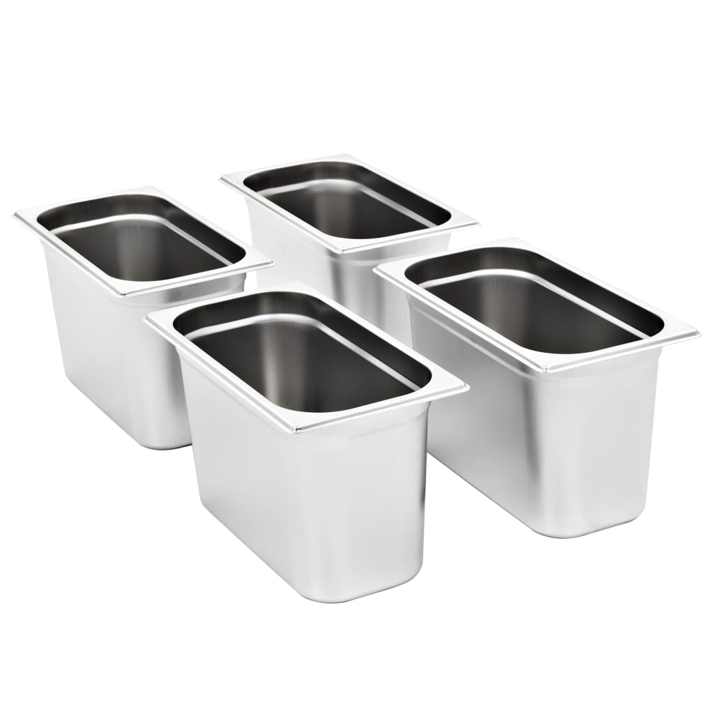 Contenitori Gastronorm 4 Pz Gn 1/3 200 Mm In Acciaio Inox