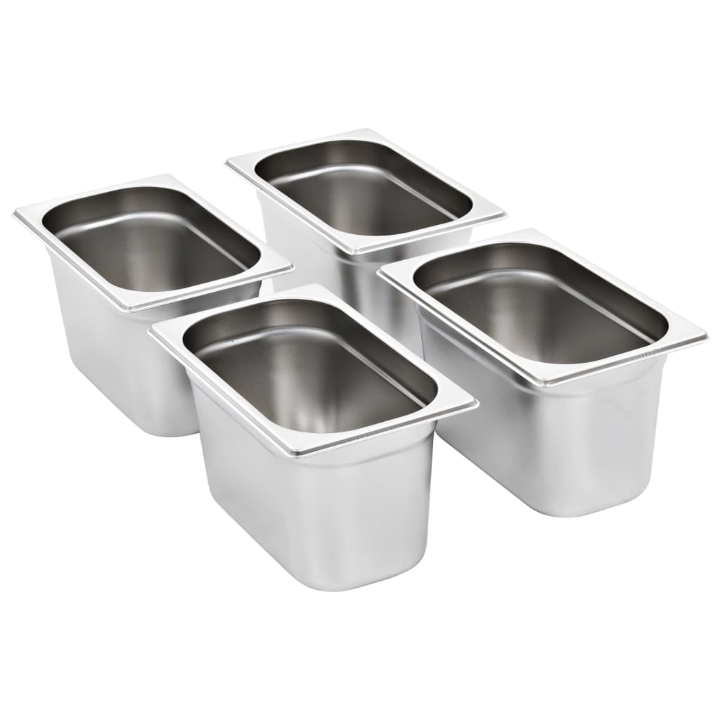 Contenitori Gastronorm 4 Pz Gn 1/4 150 Mm In Acciaio Inox