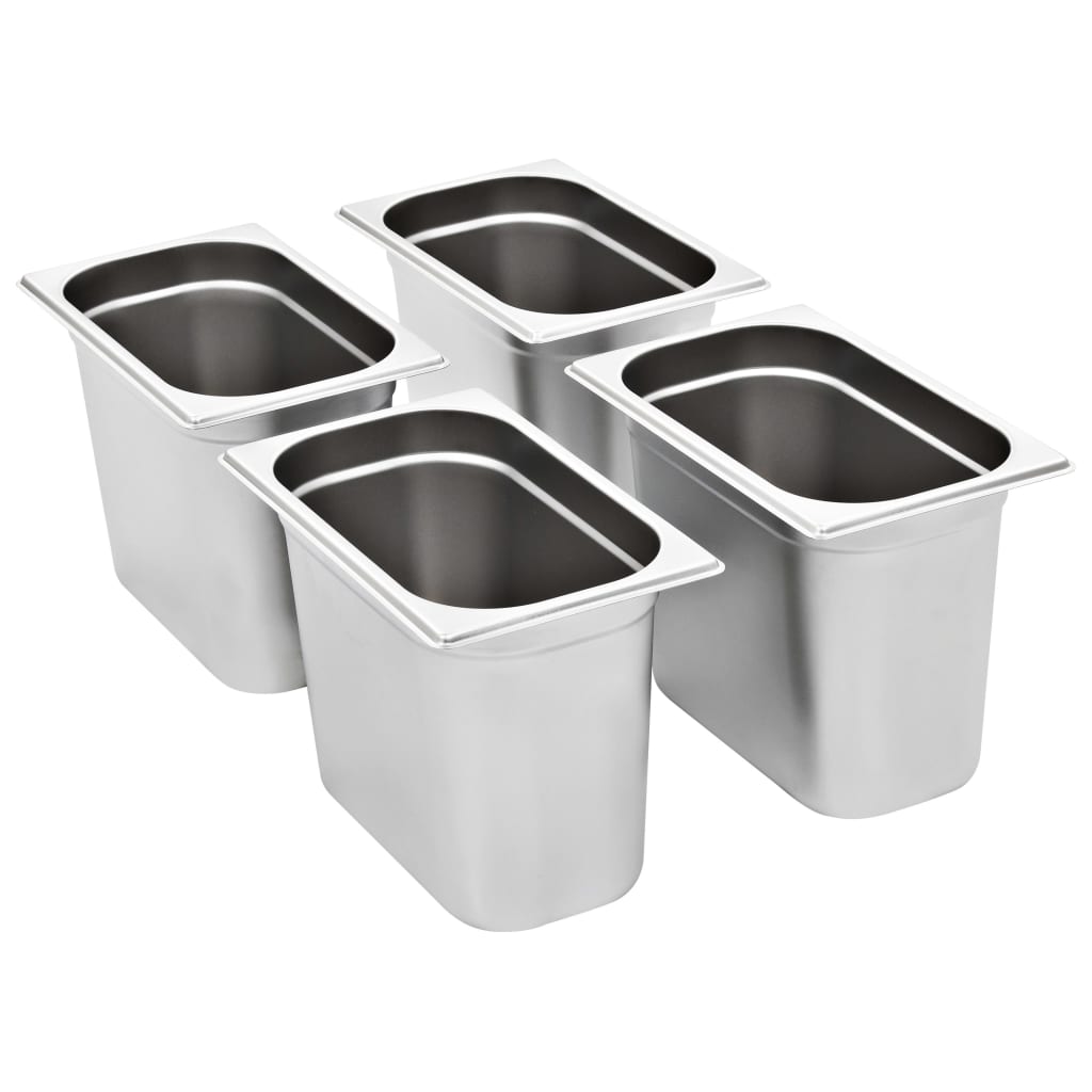 Contenitori Gastronorm 4 Pz Gn 1/4 200 Mm In Acciaio Inox