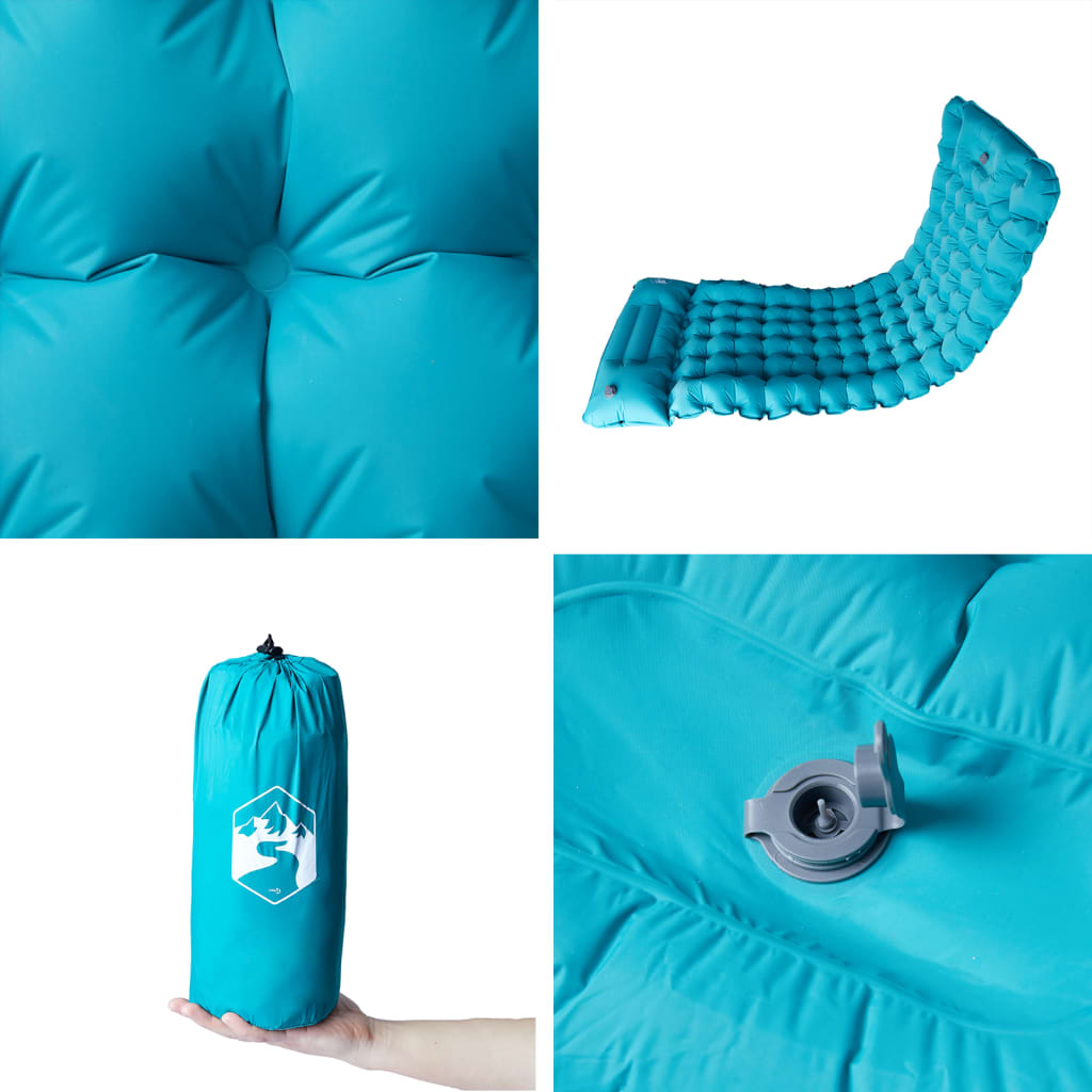Materasso Da Campeggio Autogonfiabile Con Cuscini 1 Persona Blu - Image 4