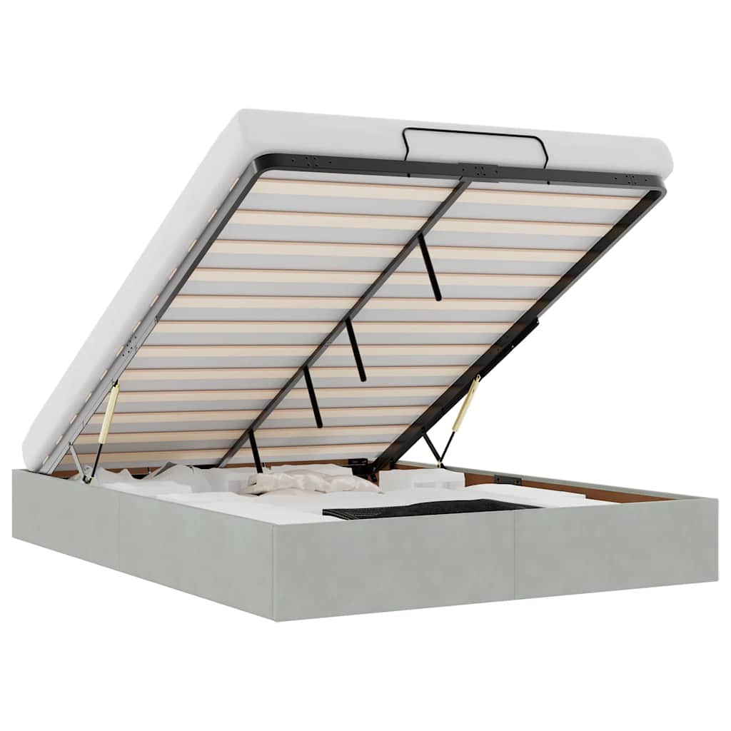 Struttura Letto Pouf Senza Materasso 140x190 Cm Velluto - Image 2