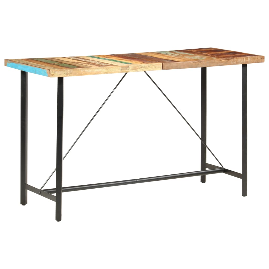Set Per Bar 9 Pz In Legno Massello Di Recupero E Vera Pelle