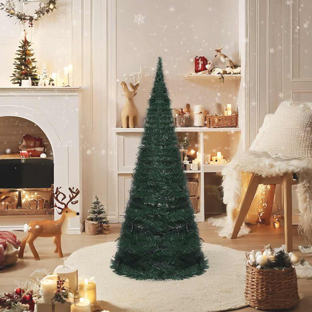 Albero Di Natale Artificiale Apribile Preilluminato Verde 210cm