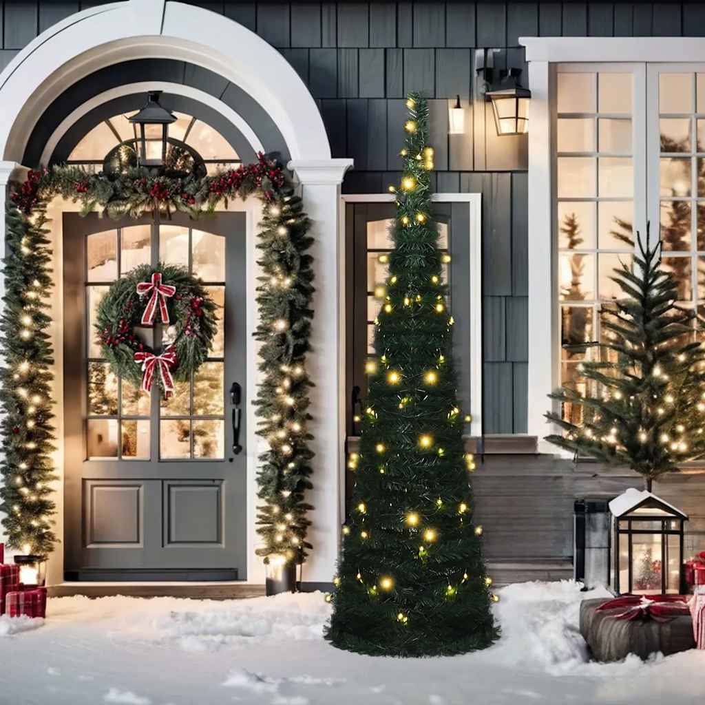Albero Di Natale Artificiale Apribile Preilluminato Verde 150cm