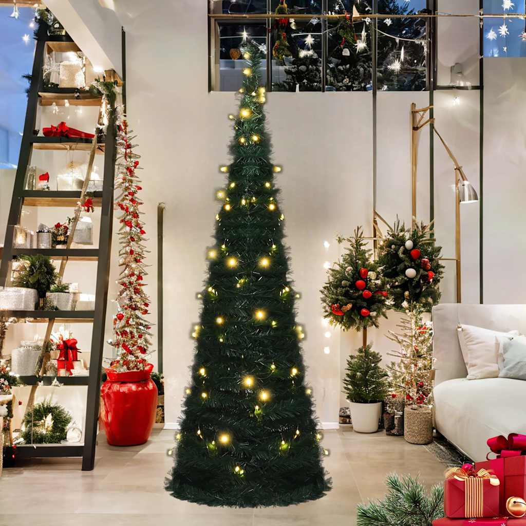 Albero Di Natale Artificiale Apribile Preilluminato Verde 180cm