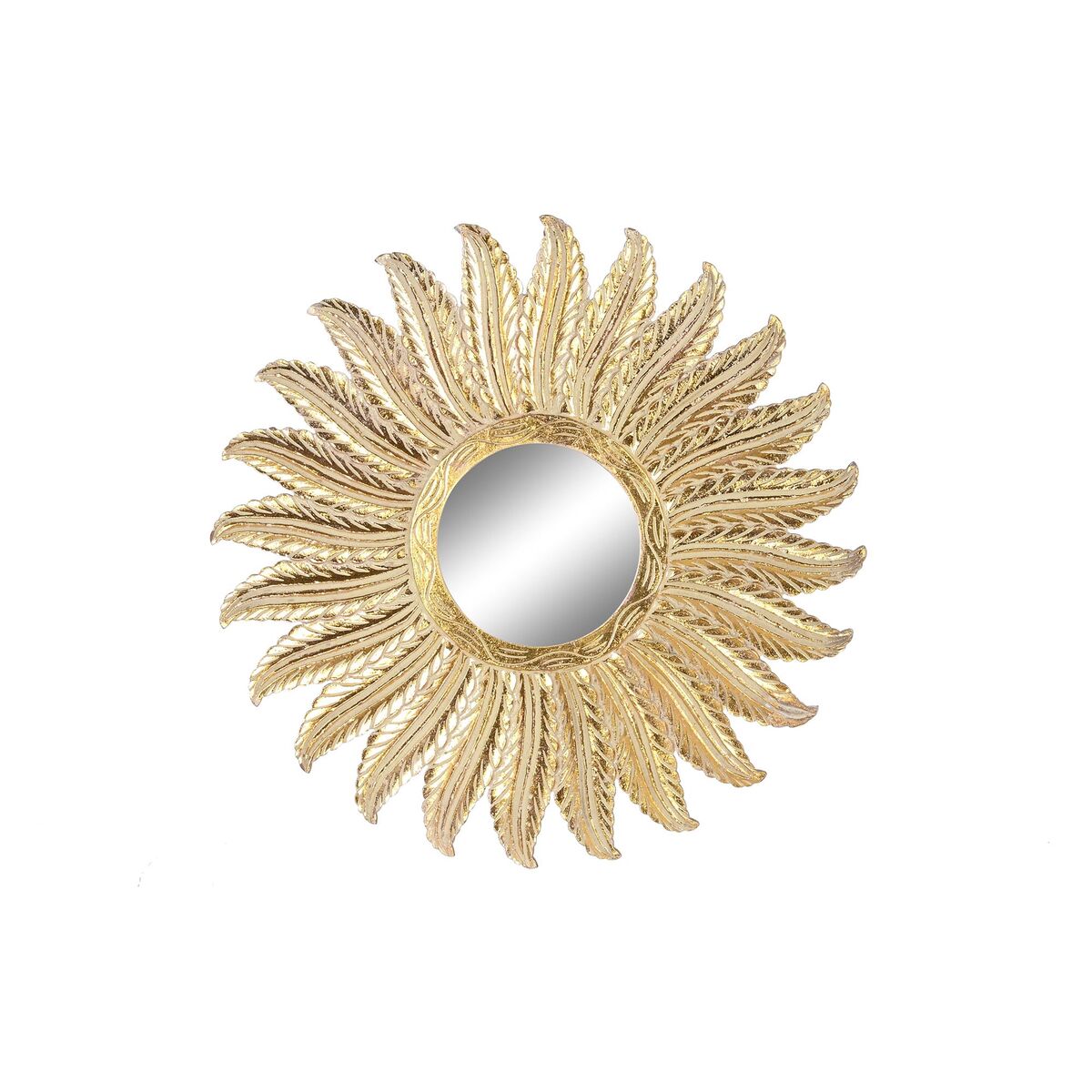 Specchio Da Parete Dkd Home Decor Dorato Piume Indiano Decapaggio 90 X 3 X 90 cm