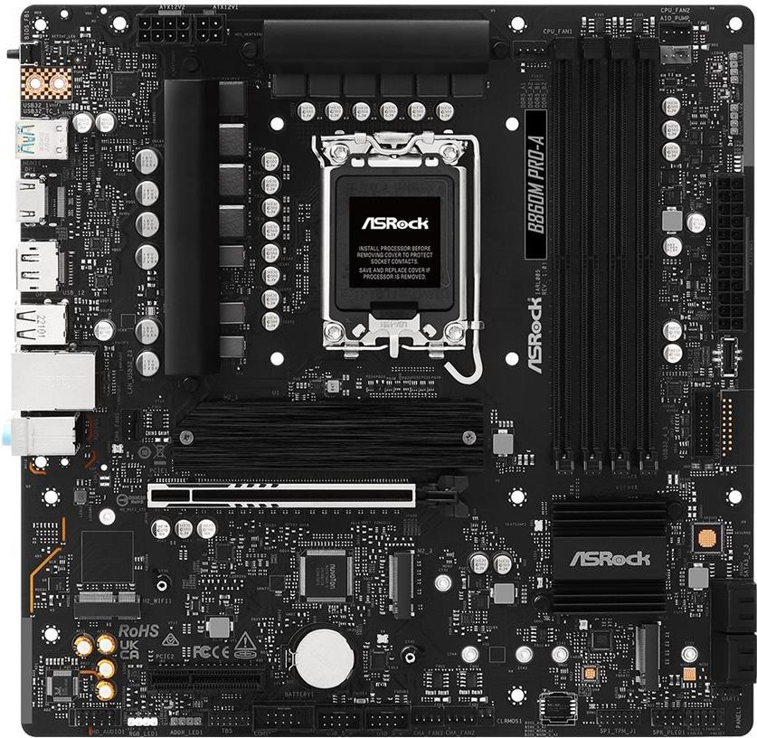 Asrock B860m PrO-A - Motherboard - Micro Atx - Lga1851-Sockel - B860 Chipsatz - UsB-C 3.2 Gen 2x2, UsB-C 3.2 Gen2, Usb 3.2 Gen 2, Usb 3.2 Gen 1 - 2.5