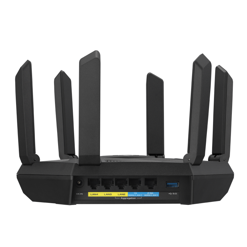 Asus RT-Axe7800 - Wireless Router - 4-PorT-Switch - Gige, 2,5 Gige, 802,11ax (wI-Fi 6e) - WaN-Ports: 2 - 802,11a/b/g/n/ac/ax (wI-Fi 6e) - MultI-Band