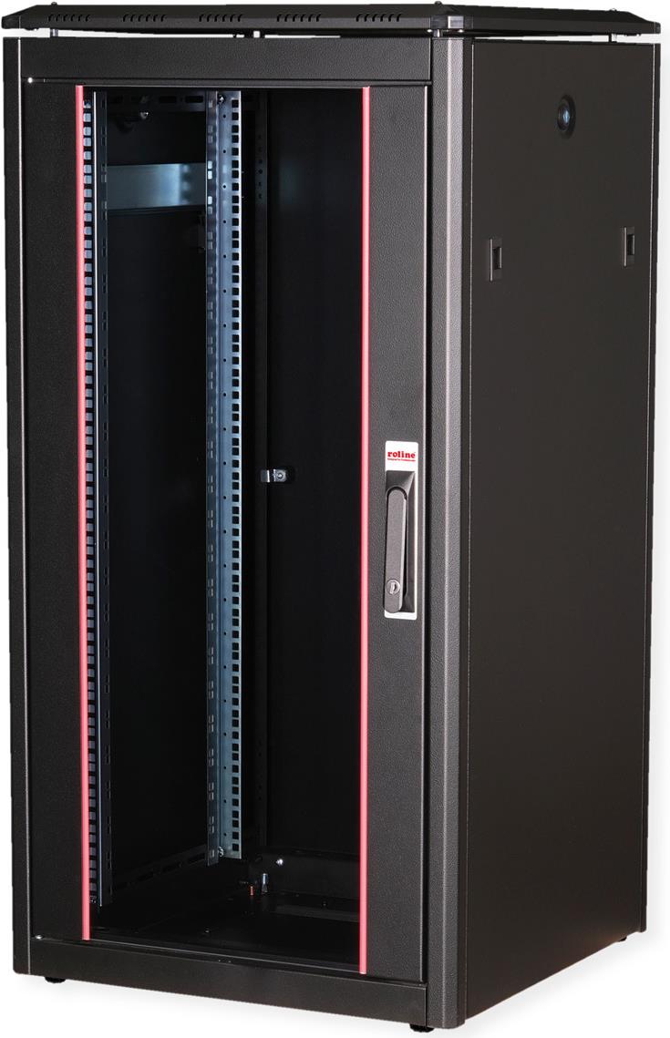 Roline Pro - Schrank Netzwerkschrank - Mit Glastür, 600 X 600 Mm (b X T) - Ral 9005, Jet Black - 22u - 48.3 Cm (19") (26.21.0218)