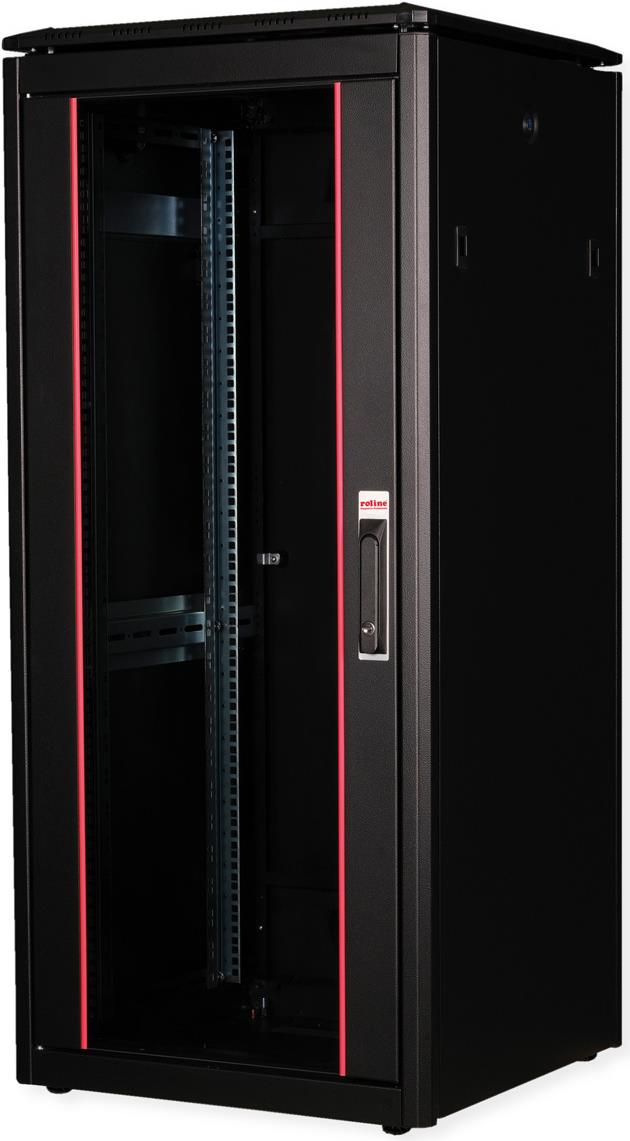 Roline Pro - Schrank Netzwerkschrank - Mit Glastür, 600 X 600 Mm (b X T) - Ral 9005, Jet Black - 26u - 48.3 Cm (19") (26.21.0221)