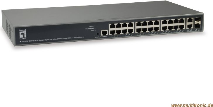 Level One GeP-2682 - Switch - L3 Lite - Verwaltet - 24 X 10/100/1000 (poe+) + 2 X Gigabit Sfp - An Rack Montierbar - Poe+