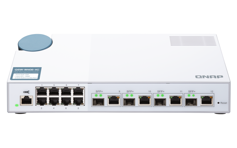 Qnap QsW-M408-4c - Switch - Managed - 8 X 10/100/1000 + 4 X C 10 G-Bit Sfp+ - Desktop