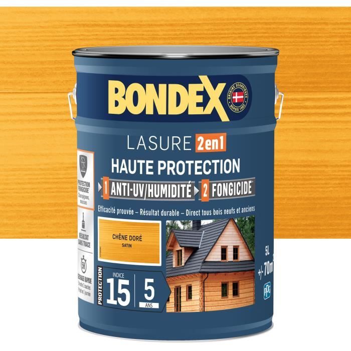 Colorante 2 In 1 Ad Alta Protezione - Rovere Dorato Satinato - Bondex - 5 L