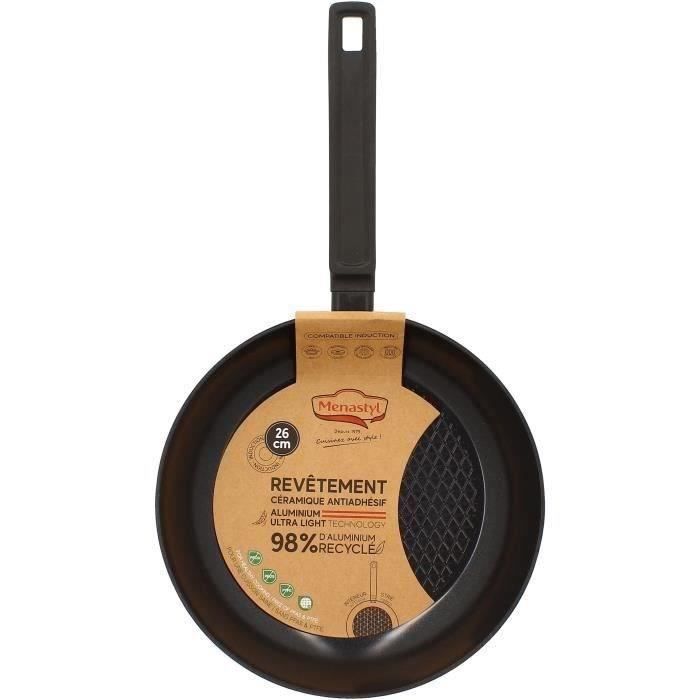 Padella - Menastyl - 6020637 - Alluminio Forgiato - 26 Cm - Nero - Adatta A Tutti I Piani Cottura, Anche A Induzione