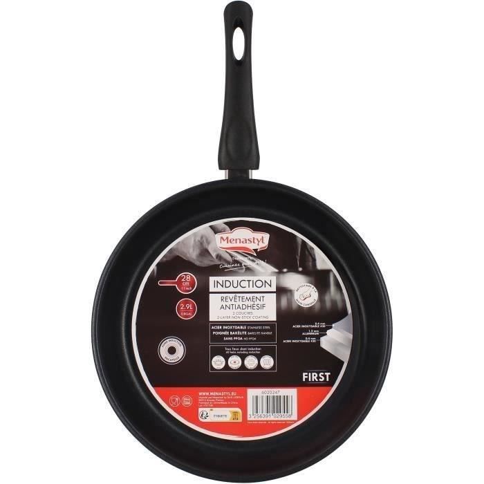 Padella - Menastyl - 6020247 - Acciaio Inox - 28 Cm - Adatta A Tutti I Piani Cottura, Anche A Induzione