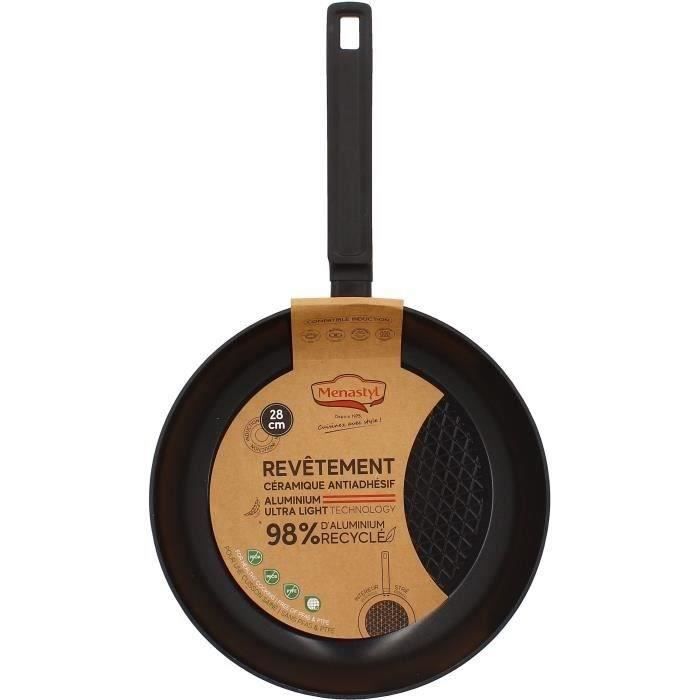 Padella - Menastyl - 6020638 - Alluminio Forgiato - 28 Cm - Nero - Adatta A Tutti I Piani Cottura, Anche A Induzione