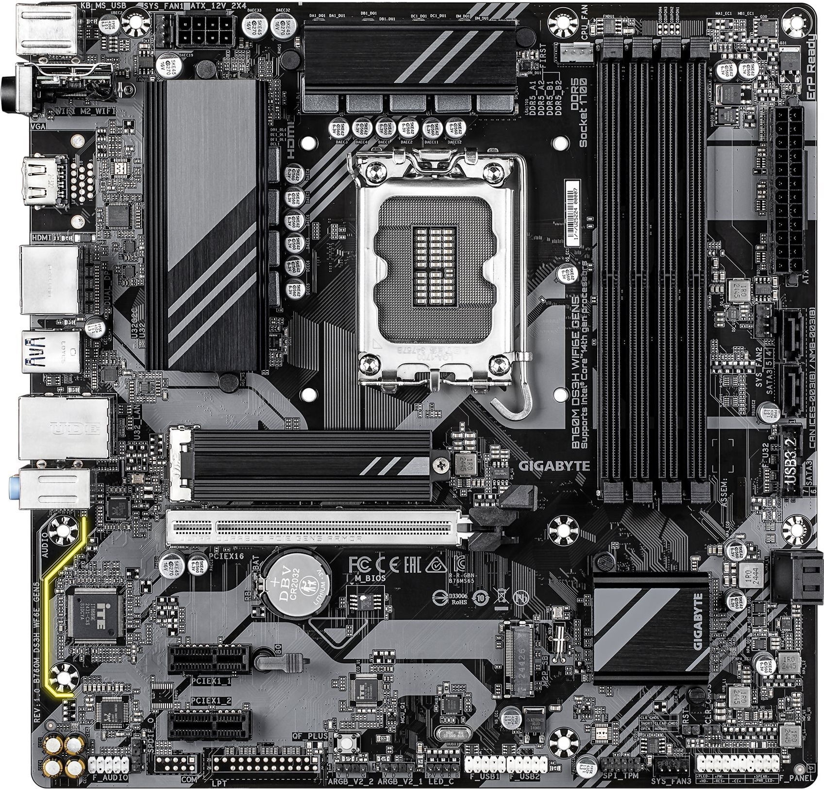 Gigabyte B760m Ds3h Wifi6e Gen5 B760 S1700 Matx Ddr5 - Mainboard - Intel Sockel 1700 (core I) (b760m Ds3h Wf6e Gen5)