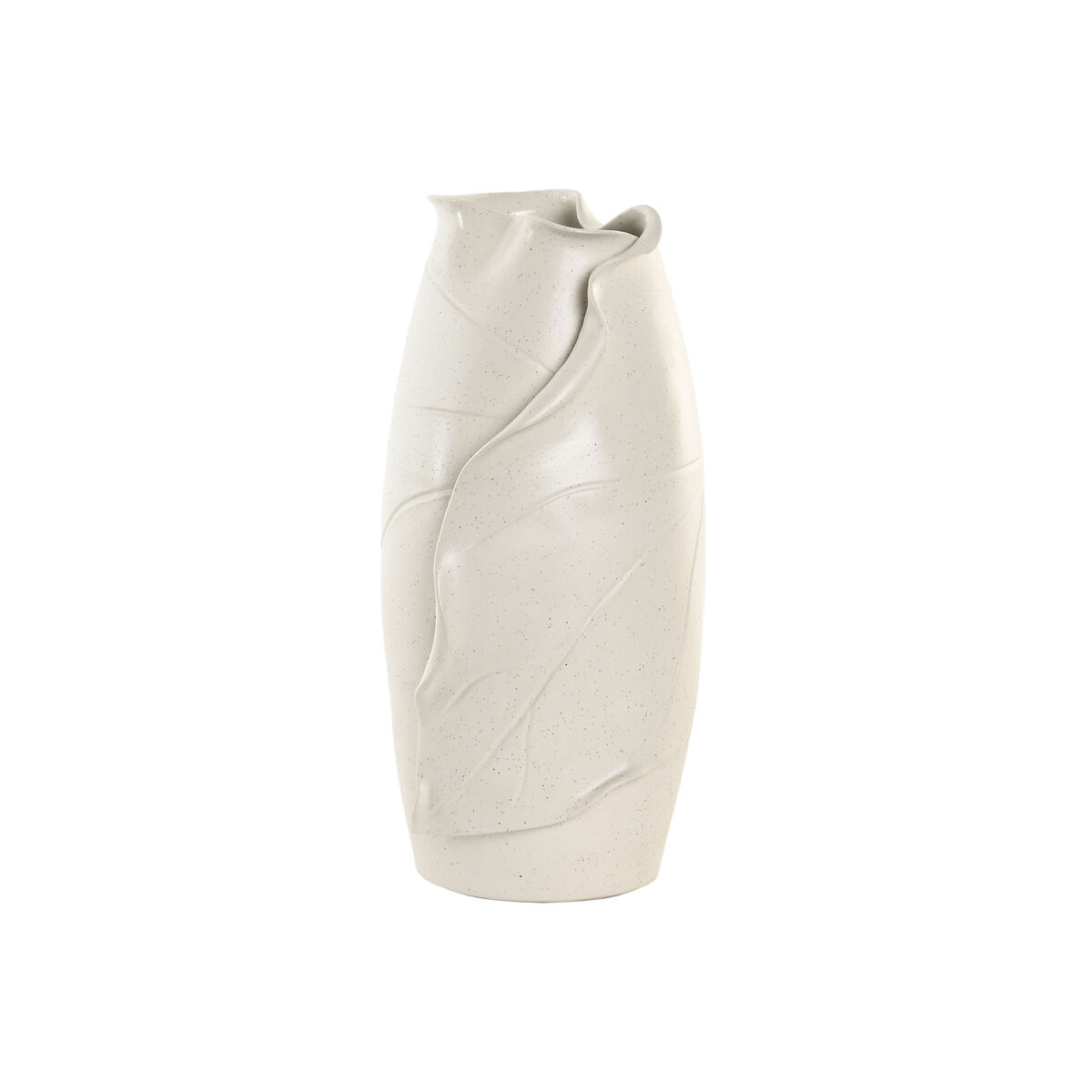 Vaso Home ESPRIT Bianco Ceramica Stile artigianale Moderno Foglia della pianta 21 x 21 x 40 cm