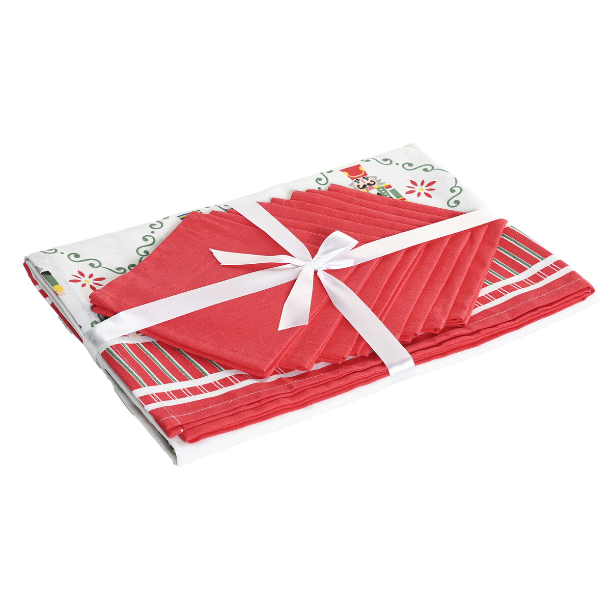 Tovaglia in resina antimacchia Home ESPRIT Bianco Rosso Verde Beige (9 Pezzi)