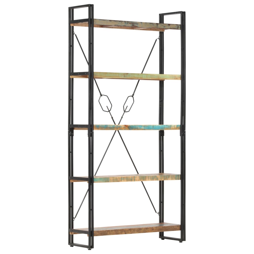 vidaXL Bücherregal 5 Fächer 90x30x180 cm Altholz Massiv