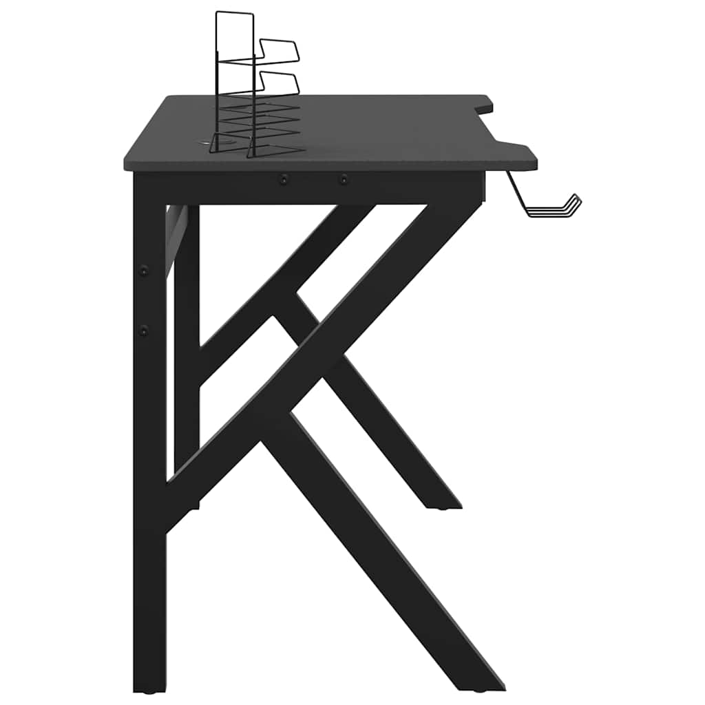 vidaXL Gaming-Schreibtisch mit K-Gestell Schwarz 90x60x75 cm - Image 5