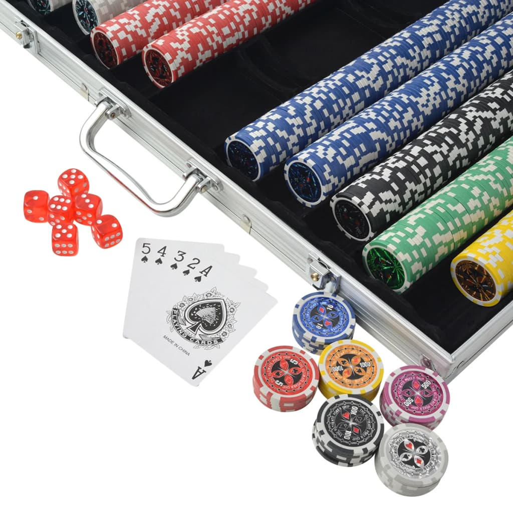 vidaXL Poker Set mit 1.000 Laserchips Aluminium - Image 3