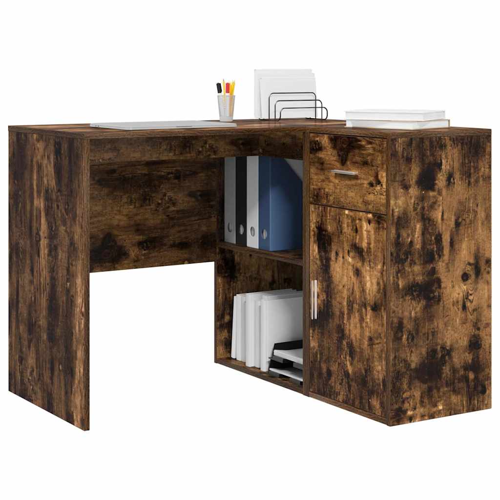 vidaXL Eckschreibtisch mit Regal Geräucherte Eiche 102 x 50 x 75 cm - Image 3