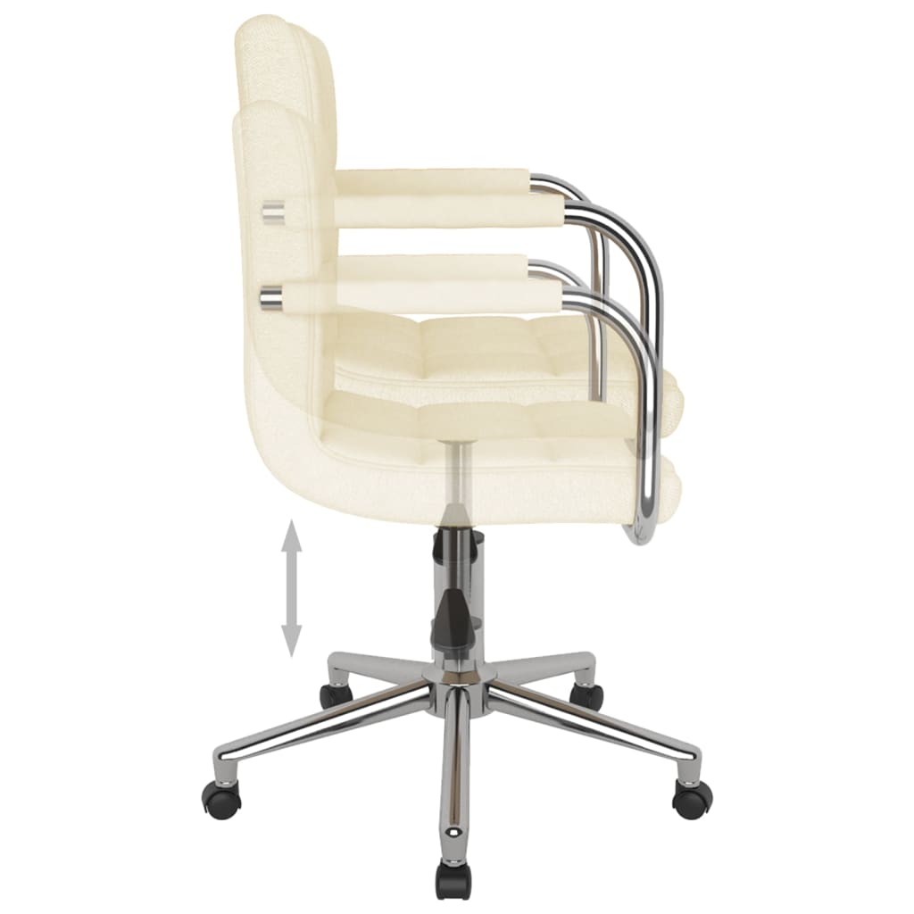 vidaXL Chaise pivotante de bureau Crème Tissu - Image 6
